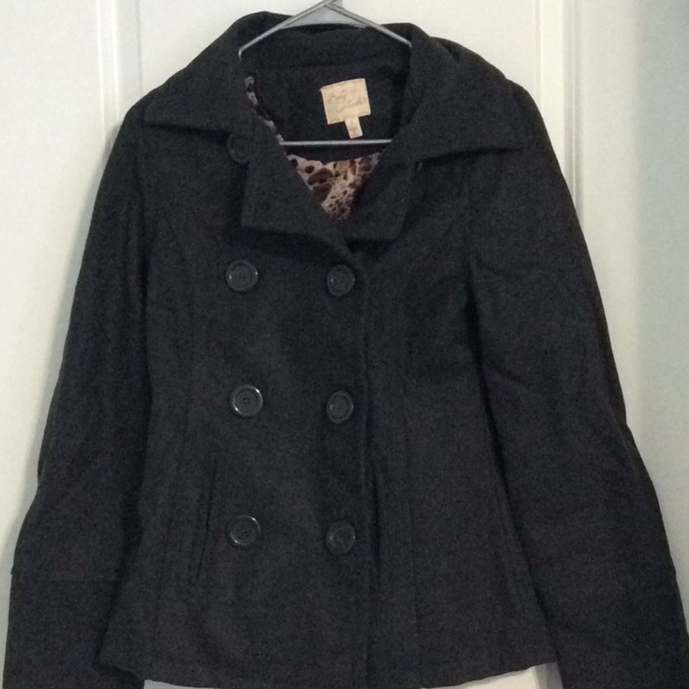 Body Central Short Peacoat in Dark Gray
